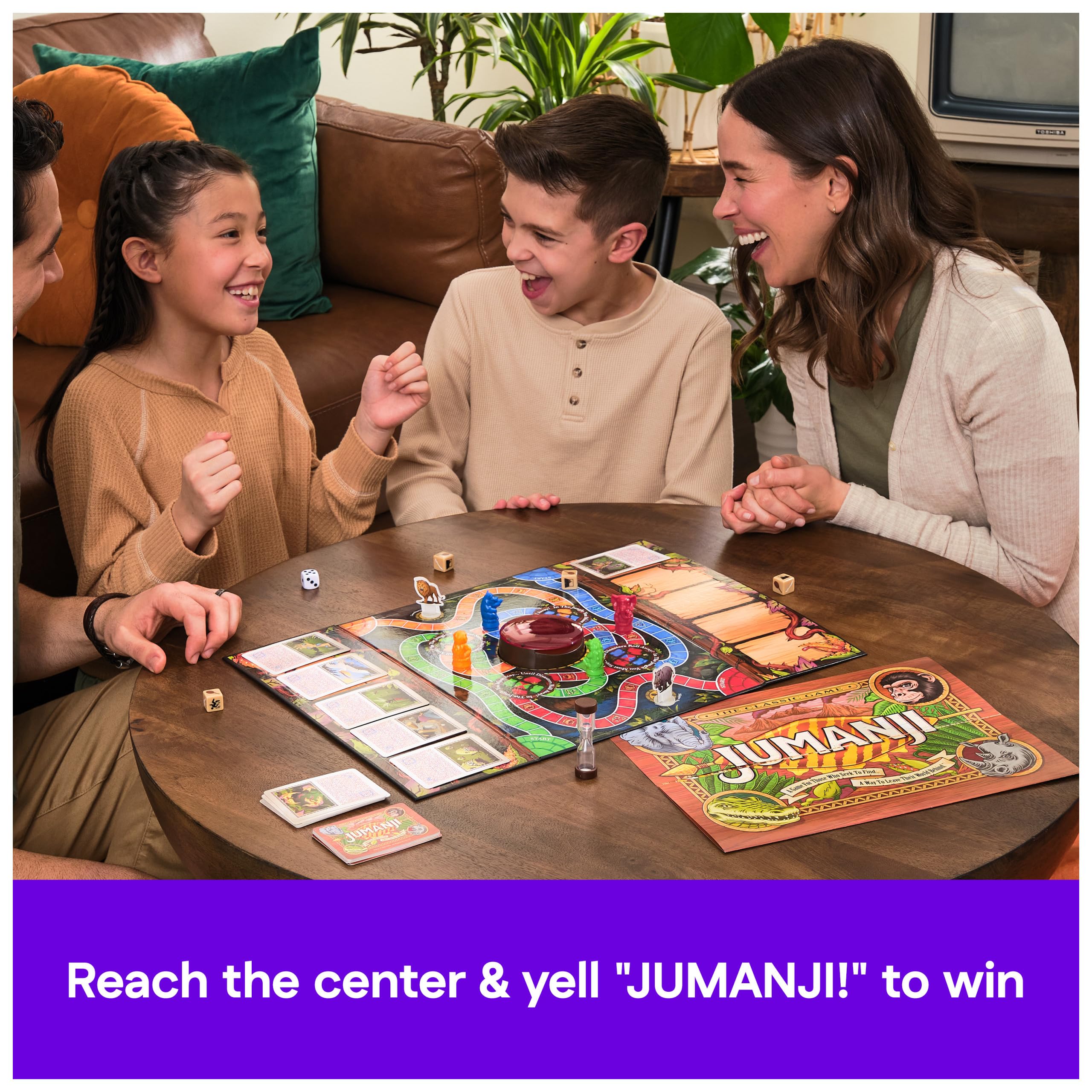 Spin Master Games, Jumanji 30th Anniversary Edition, The Classic Thrilling Adventure Family Board Game Based on The Action-Comedy Movie, Updated Jungle Challenges, 2-4 Players, for Ages 6 & Up
