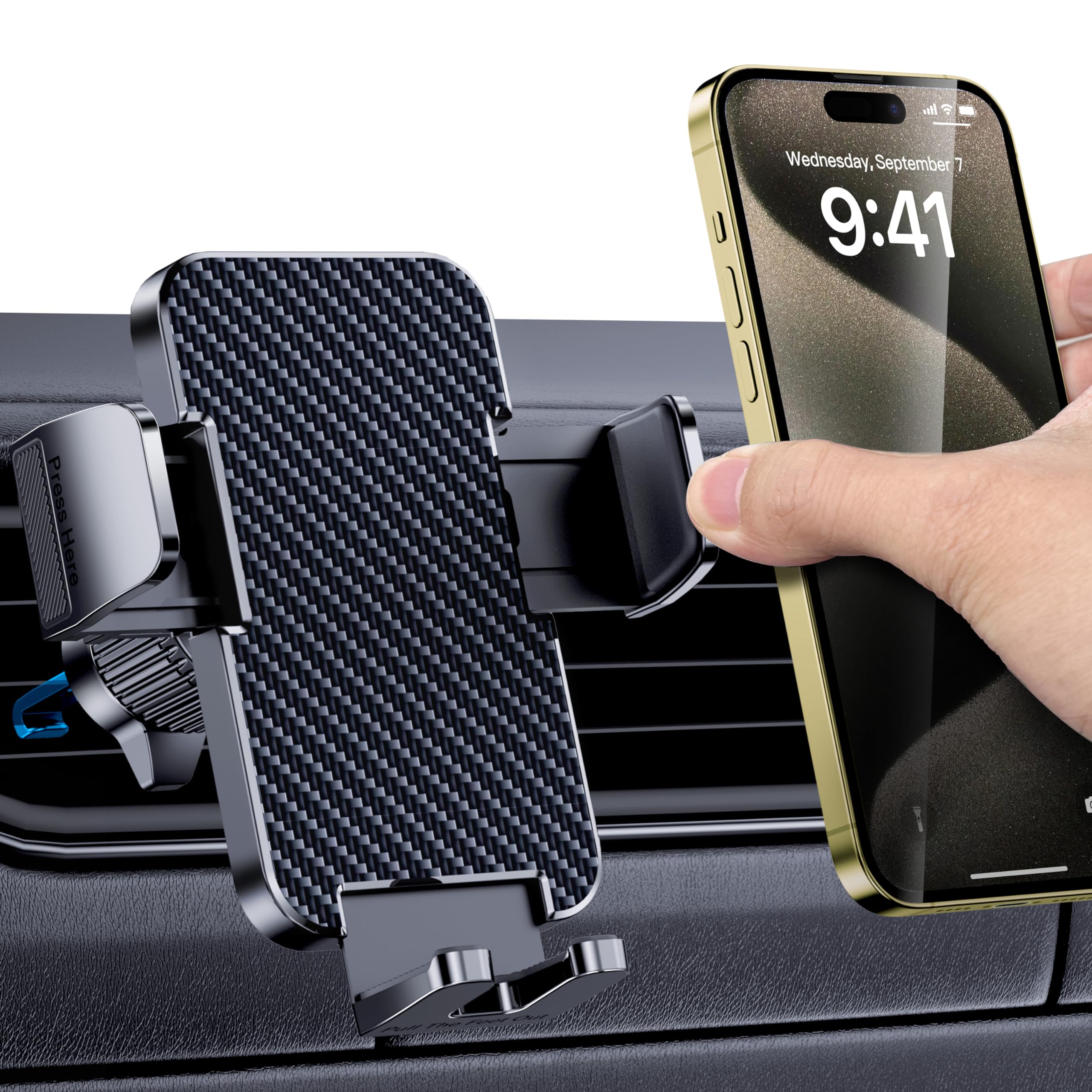 Car Phone Holder for Your Car [Thick Case Friendly] Automobile Accessories Air Vent 360 Degree Rotation [Super Stable] Dashboard Cell Phone Holder Fit for iPhone Android Smartphone