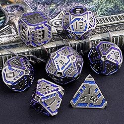 OGCOPHEN Metal DND Sci-fi Dice Set 7PCS Stripe