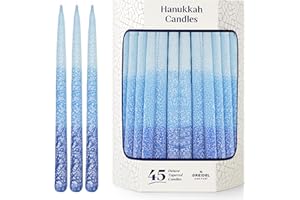The Dreidel Company 3-Tone Blue Frost Dripless Hanukkah Candles, 1-Hour Burn Time, 45 Decorative Chanukah Candles