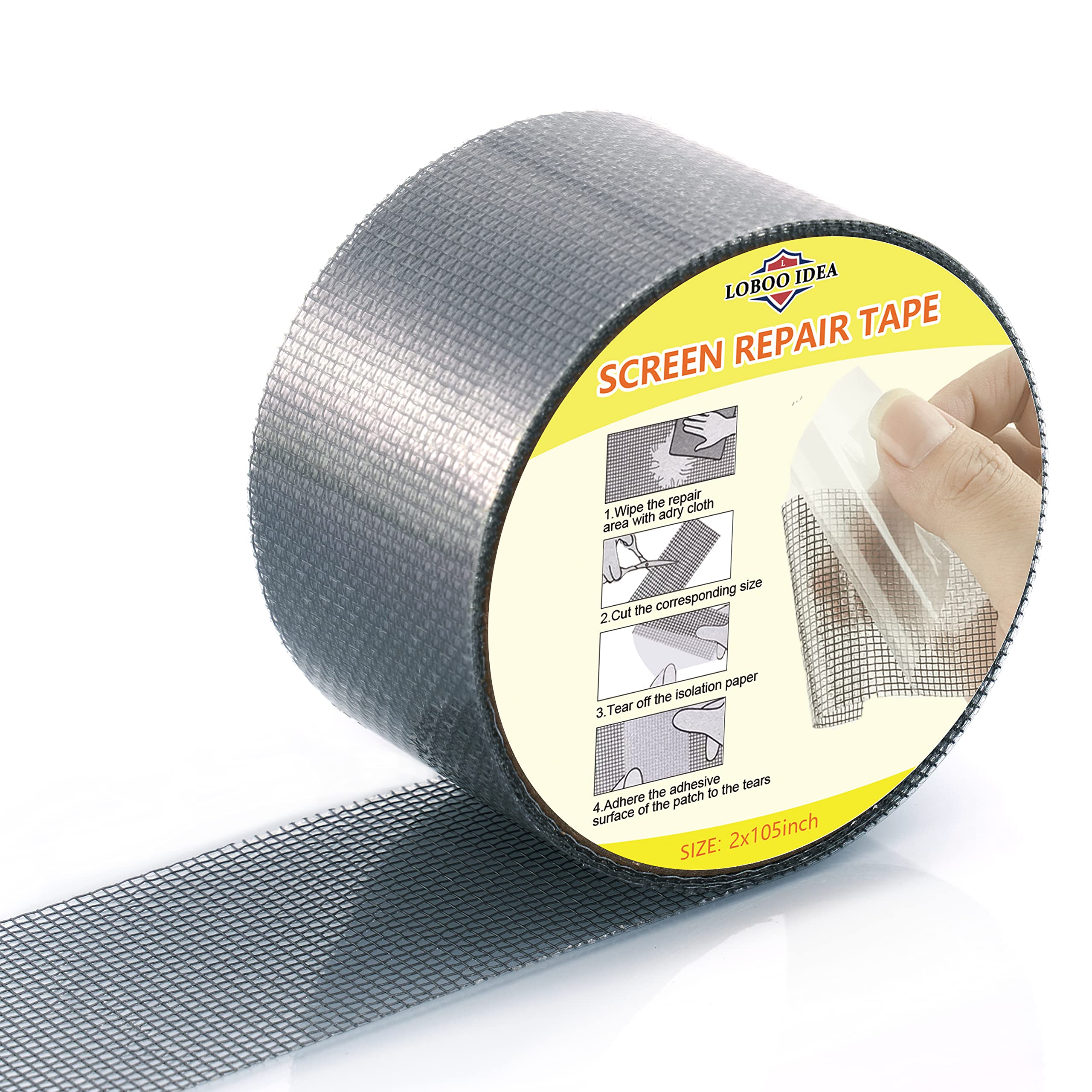 Loboo Idea Window Screen Door Tape Mesh Repair (5x200cm, Grey)