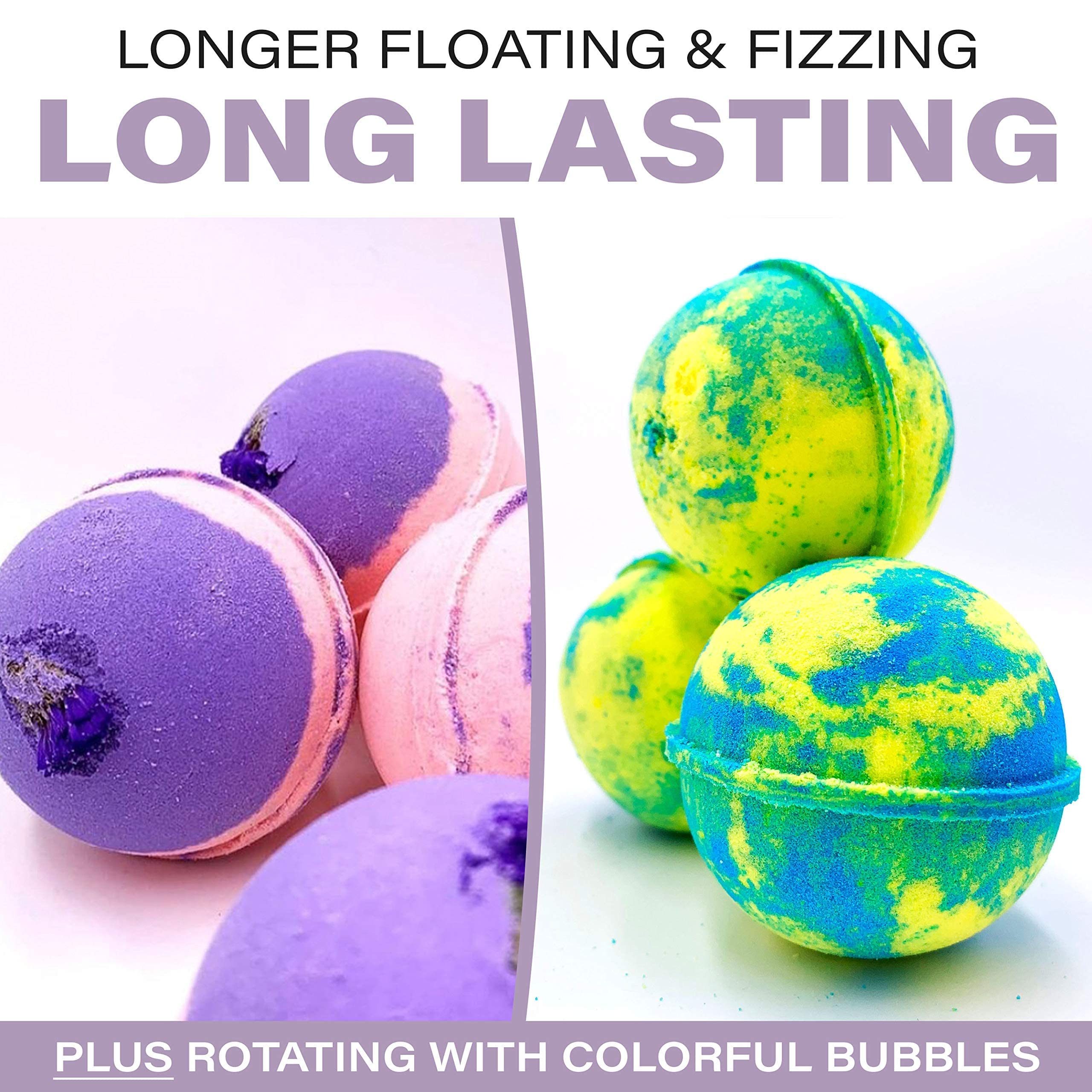 12 XXL Bubbly Organic Bath Bombs Gift Set for Women Men and Kids Designed in Canada Long Lasting Floaters Relaxing Aromatherapy Rich in Pure Essential Oils Healing Properties