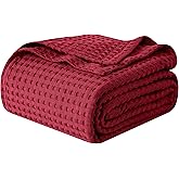 Elegant Comfort Premium 100% Cotton Waffle Blanket - Lightweight Breathable Waffle Weave Bed Blanket - Soft and Warm All Season Blanket for Couch, Sofa and Bed, King Size 90x108 Inches, Burgundy