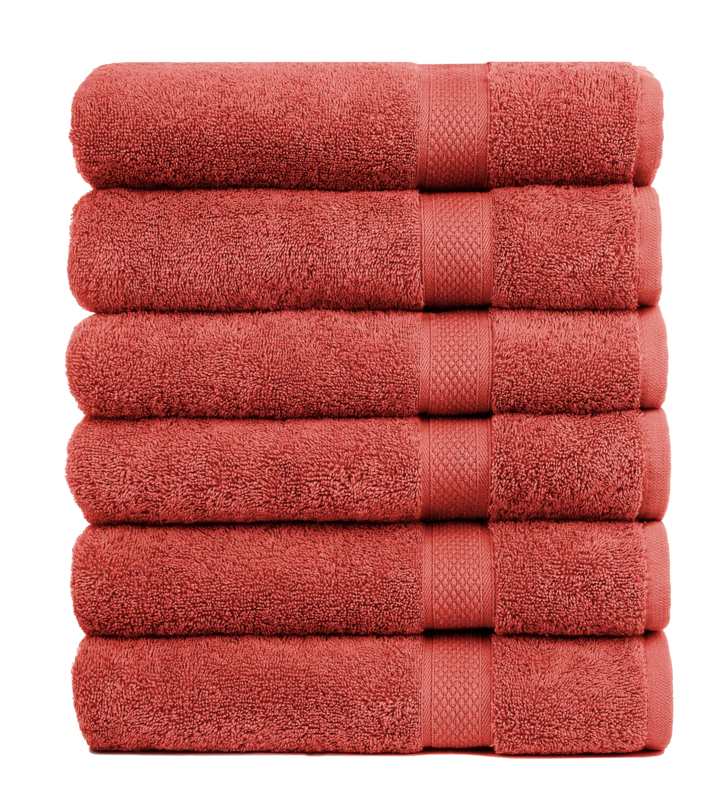 Pleasant Home Bath Towels Set of 6 (24” x 50”) 100% Cotton, 515 GSM | Lightweight, Soft & Highly Absorbent Luxury Towels for Bathroom | for Gym, Pool & Spa | 6 Pack, Red