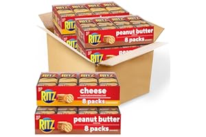 RITZ Peanut Butter Sandwich Crackers and Cheese Sandwich Crackers Variety Pack, School Lunch Box Snacks, 32 Snack Packs