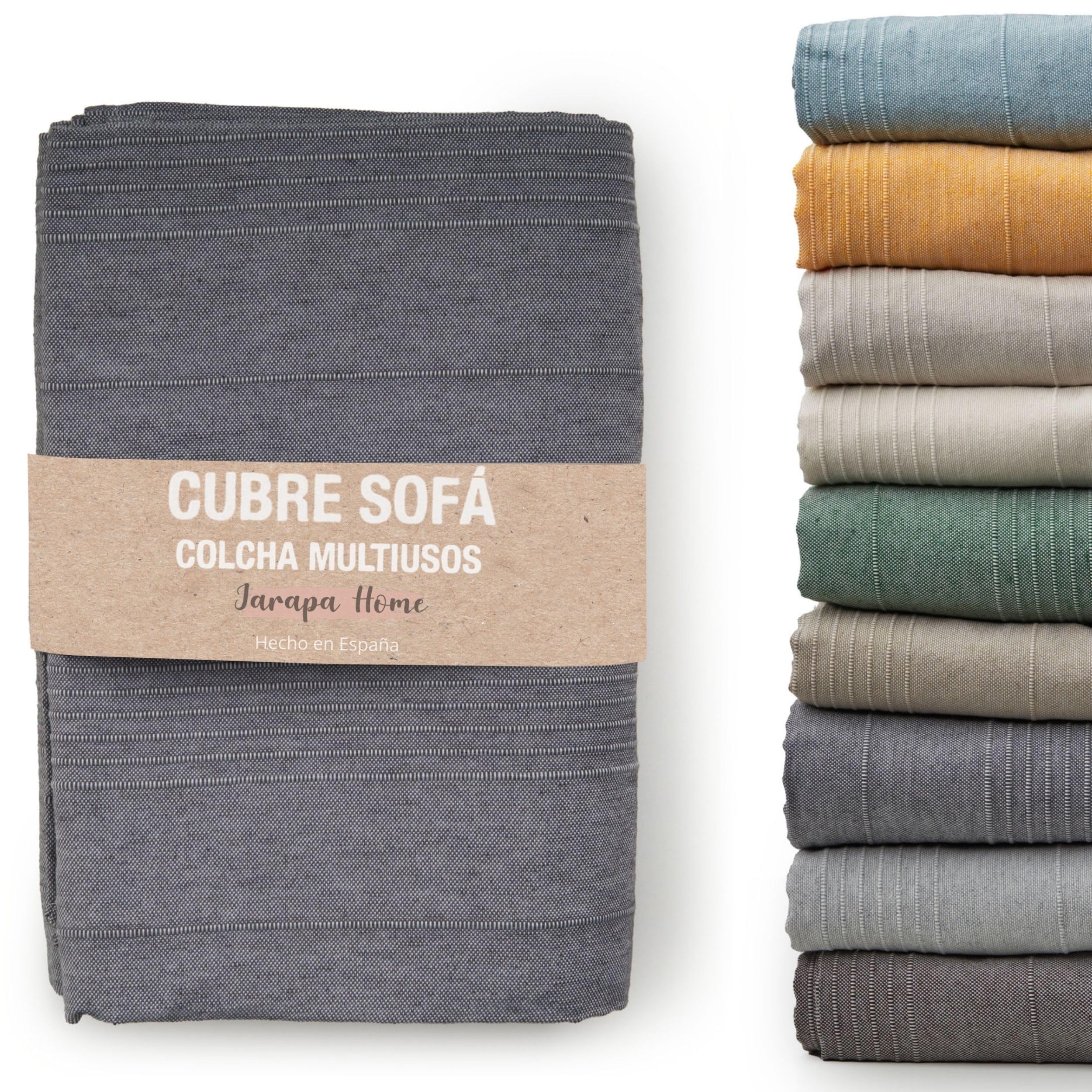 Multi-purpose bedspread and bedspread for sofas, white striped bedspreads, multi-purpose plaid sofa cover, durable and quality, made in Spain – bedspreads 150 modern 135, 90 (240 x 280 cm, Brown)