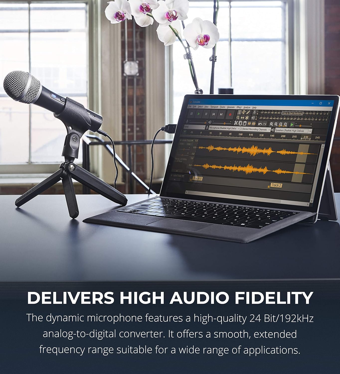 Audio-Technica ATR2100X-USB Cardioid Dynamic Microphone (ATR Series) for Podcasting, Voiceover, Studio Recording Bundle with Samson SR350 Stereo Headphones, Blucoil Pop Filter, and USB-A Mini Hub: Musical Instruments