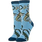ooohyeah Women's Novelty Aquarium Crew Socks, Funny Crazy Ocean Dress Socks Gift, Fit Women's Shoe Size 5-10