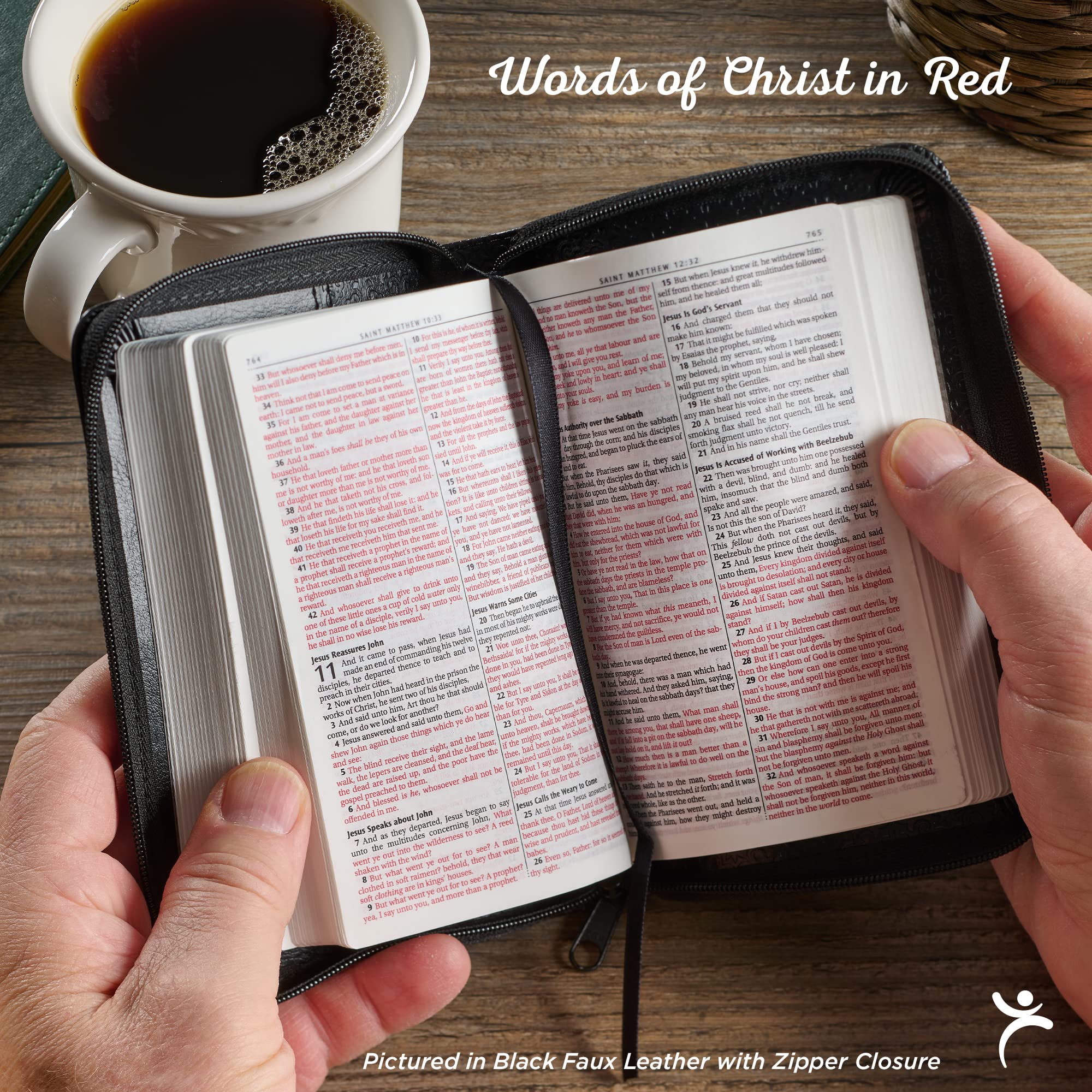 KJV Holy Bible, Compact Faux Leather Red Letter Edition - Ribbon Marker, King James Version, Pink/Burgundy, Zipper Closure (KJV Compact Editions) KJV Holy Bible, Compact Faux Leather Red Letter Edition - Ribbon Marker, King James Version, Pink/Burgundy, Zipper Closure (KJV Compact Editions) Imitation Leather