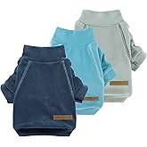 Fitwarm 3 Pack Classic Fleece Sweater, Turtleneck Sweatshirt, Winter Clothes for Small Dogs & Cats, Pullover Jacket, Cat Apparel, Blue, Grey, Navy, Small