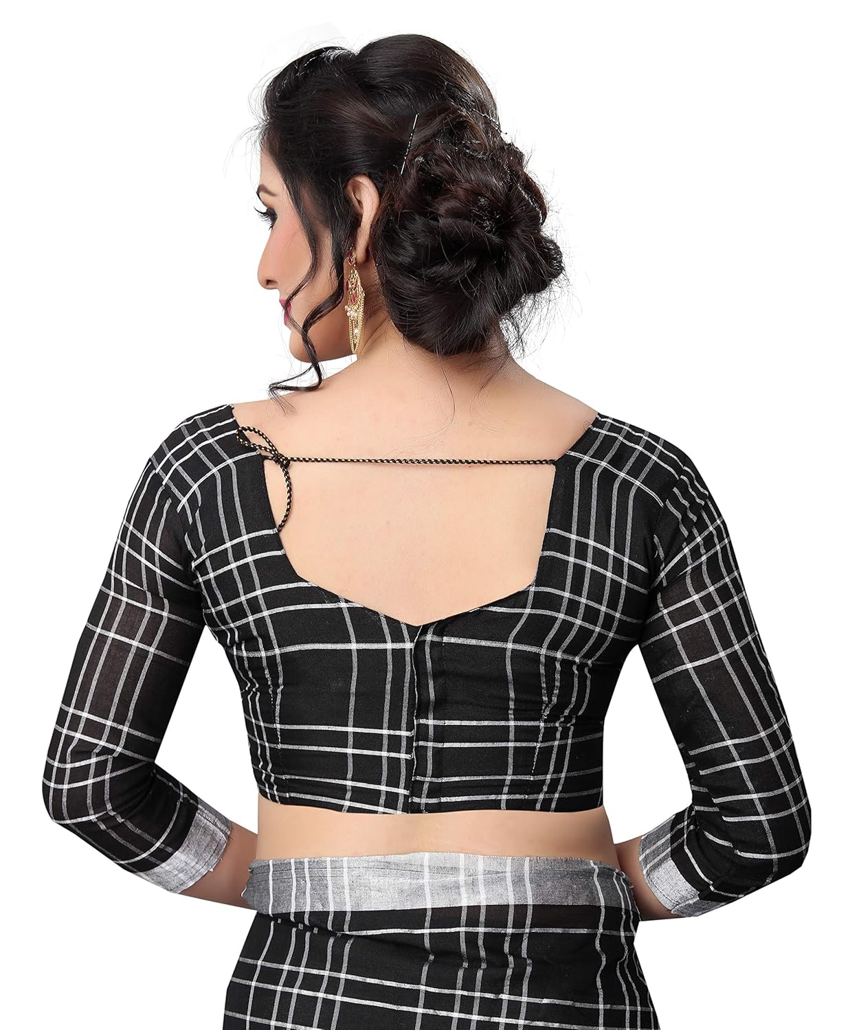 perfectblue women's linen saree with blouse piece (linenmiinniimumvaariation)