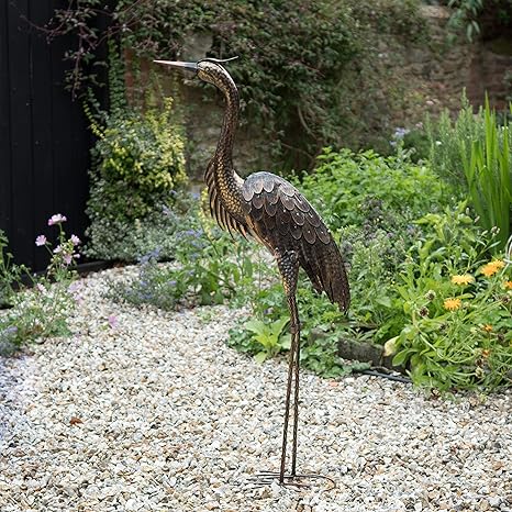 Creekwood Bronze Heron Bird Statue Ornament 115cm Height, 55 x 15 x 115