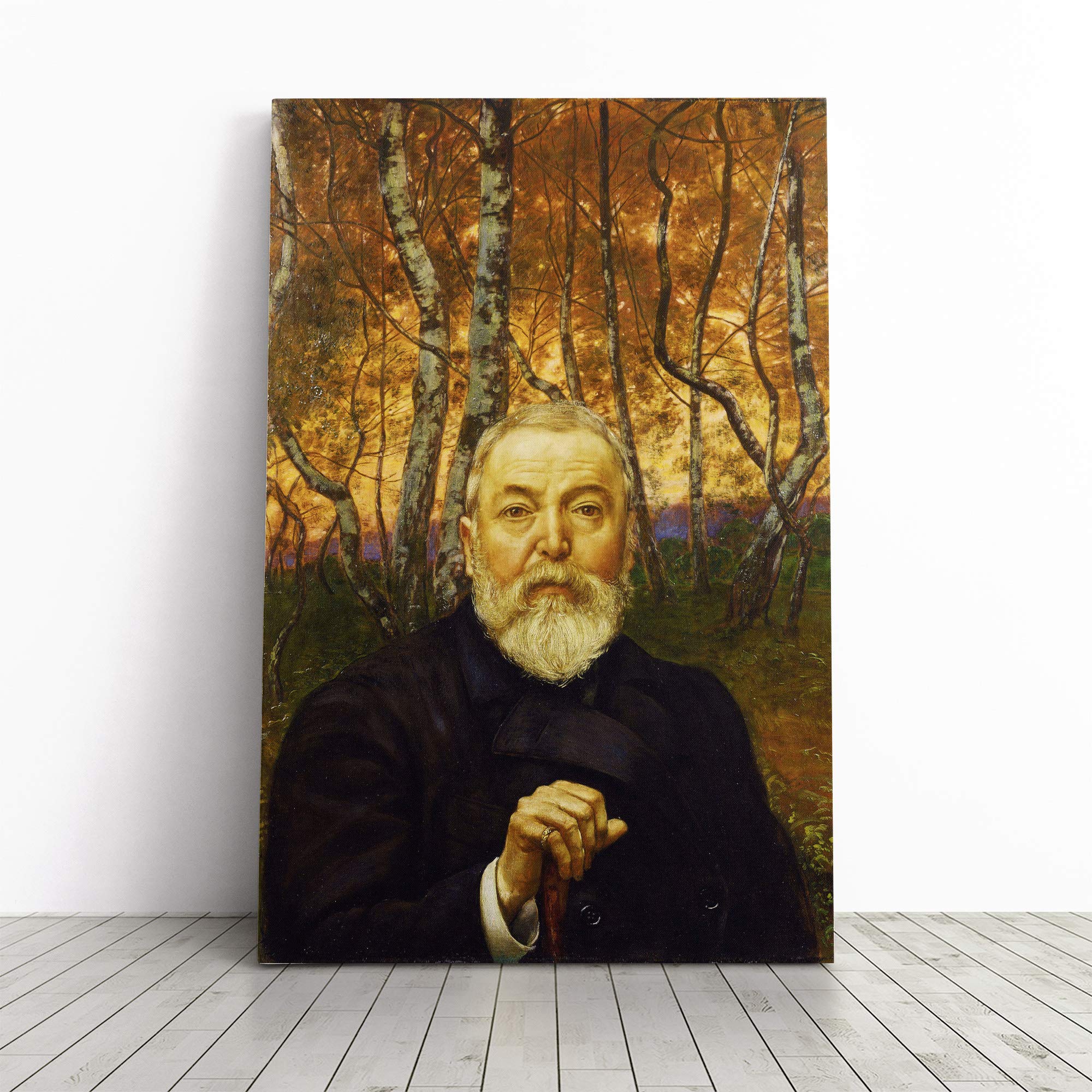 Hans Thoma Self Portrait in a Birch Forest Canvas Print | Gallery Wrapped 30mm Frame Wall Art | 20x14 inches | Ready to Hang | Modern Landscape Picture | Living Room Bedroom Lounge Office