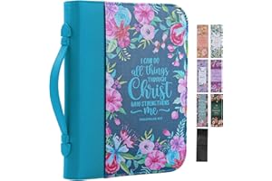 FAITHFUL HERS Bible Cover Case for Women PU Leather Woman Book Carrying Bag Bible Study Sipples Accessories with 7pcs Paper Bookmark Journaling Kit Christian Gifts