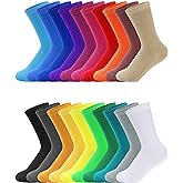 Yaomiao 20 Pairs Boys Solid Dress Socks Breathable Lightweight Cotton Crew Socks for Casual Athletic Boys Girls