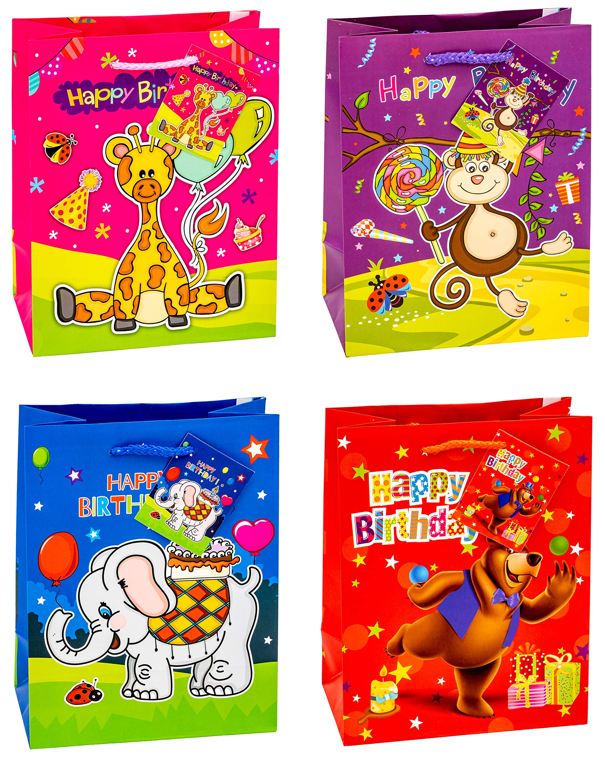 TSI 87013 Gift Bag Happy Birthday Animals Pack of 12 Medium 23 x 18 x 10 cm