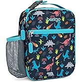 Bentgo Kids Insulated Lunch Tote - Water-Resistant, Reusable, Lightweight & Durable Lunch Bag with Water Bottle Holder & Exterior Pocket, Fits Lunch Box & Water Bottle - Ideal for Ages 3+ (Dinosaur)