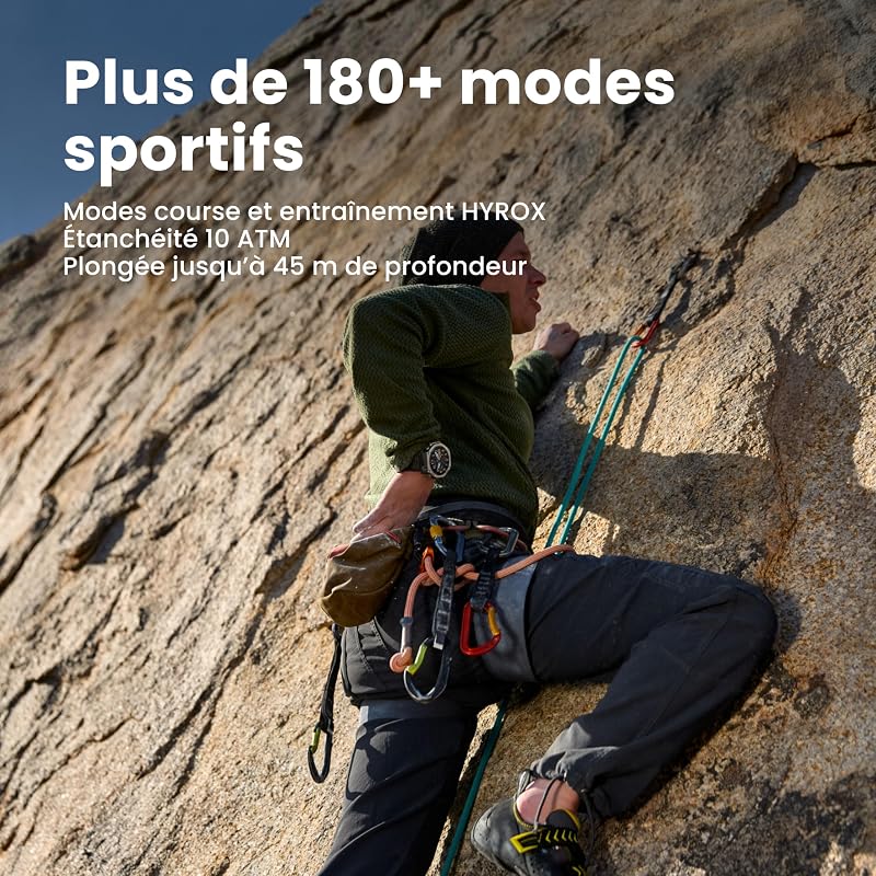 T-Rex Ultra 2 Montre Connectée Outdoor, GPS Double Bande, Boîtier Titane 51 mm, Écran AMOLED 1,5" Verre Saphir, Lampe Torche, 30 Jours Autonomie, Cartes Hors Ligne, 10 ATM, 180+ Modes Sport