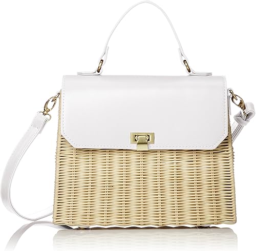 Amazon クーコ ラタン フェイクレザー カブセ かごバッグ 152 ホワイト Cooco クーコ カゴバッグ