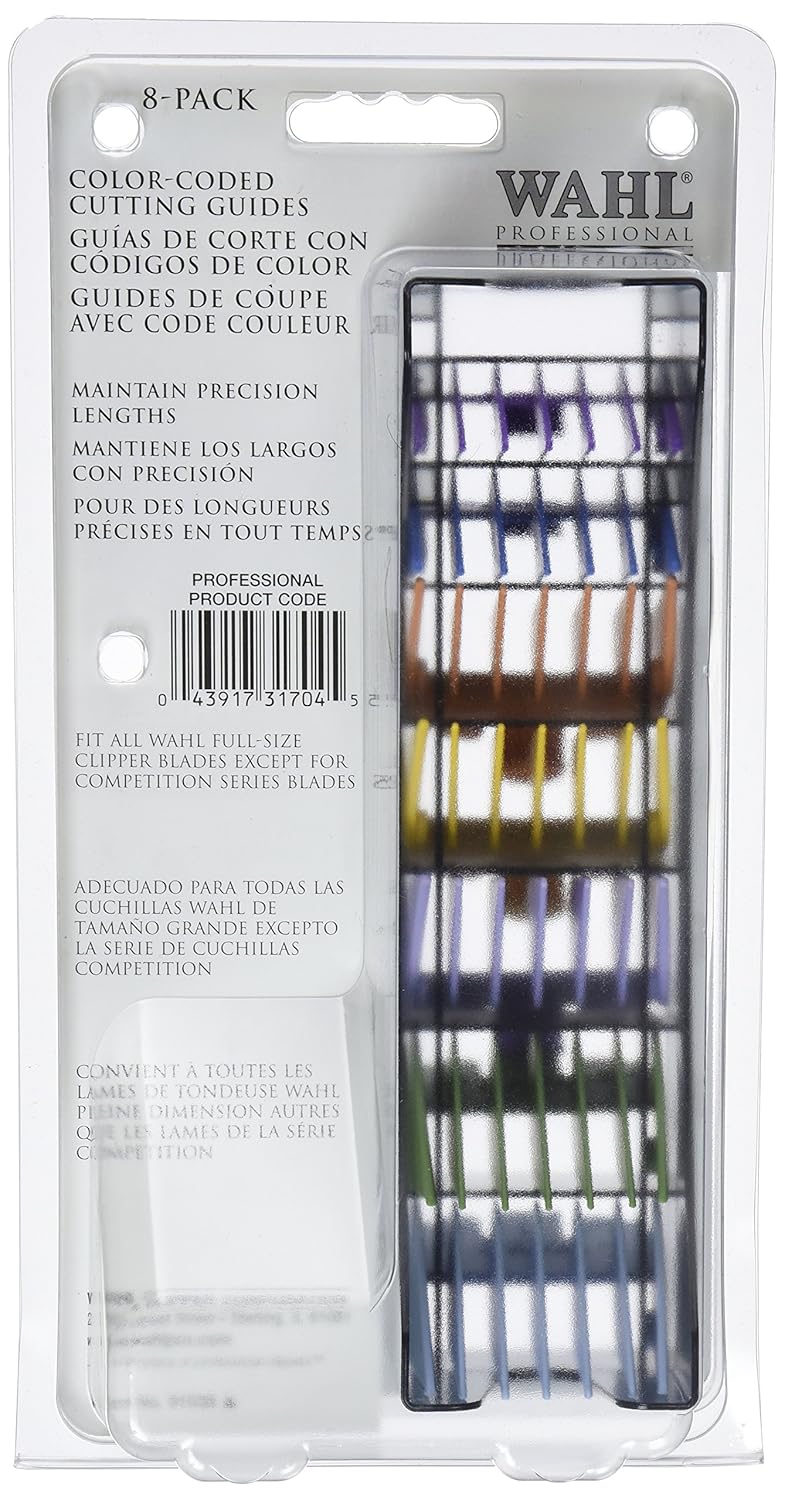 Wahl WHLCMB Professional 8 Color Coded Cutting Guides with Organizer 3170-400 – Great for Professional Stylists and Barbers – Cutting Lengths From 1/8” to 1” : Hair Clippers And Accessories : Beauty