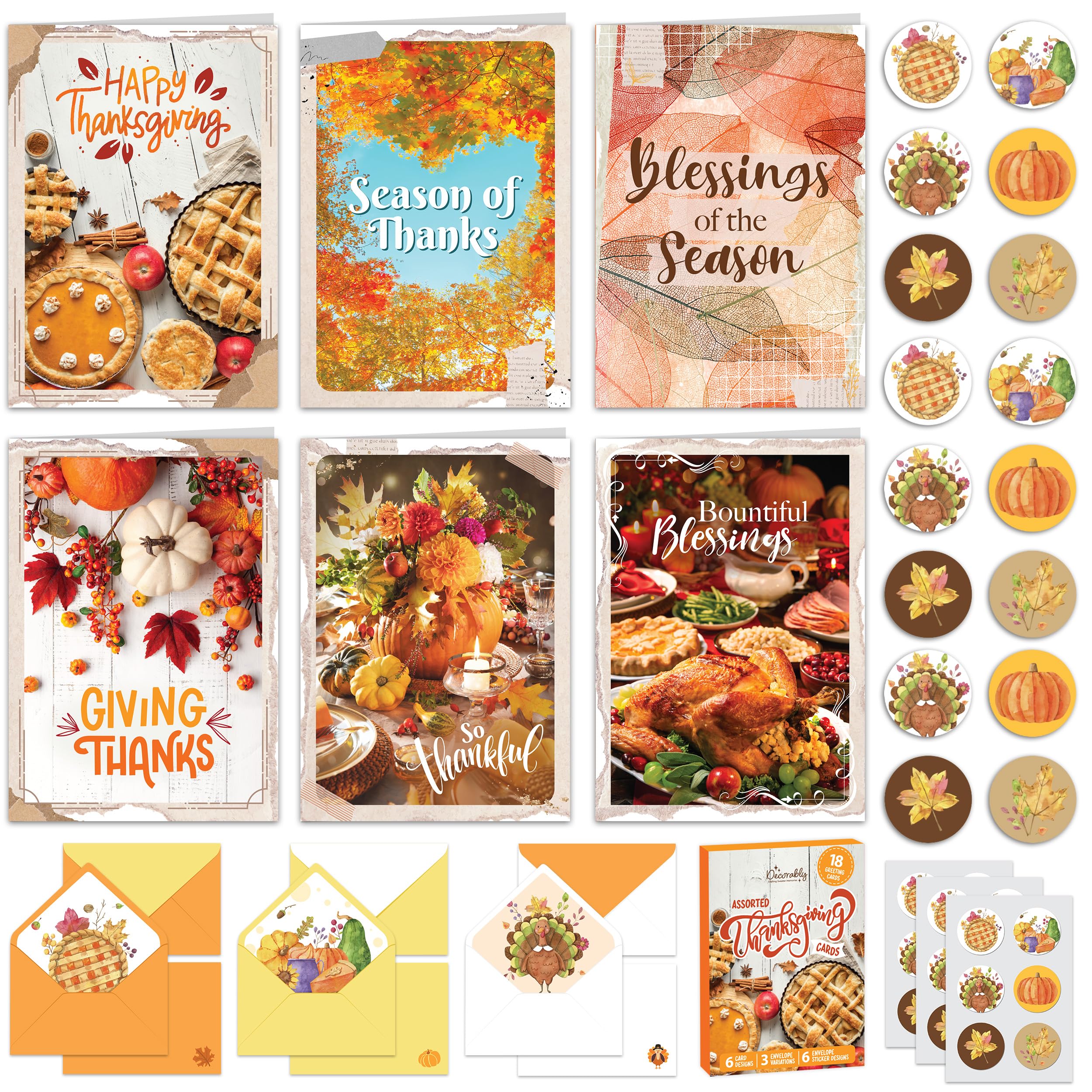Photo 1 of **MISSING PARTS**
Decorably 18 Pack 5x7in Happy Thanksgiving Cards with Envelopes & Stickers, 6 Charming Designs Happy Thanksgiving Greeting Cards, with Printed Message Inside