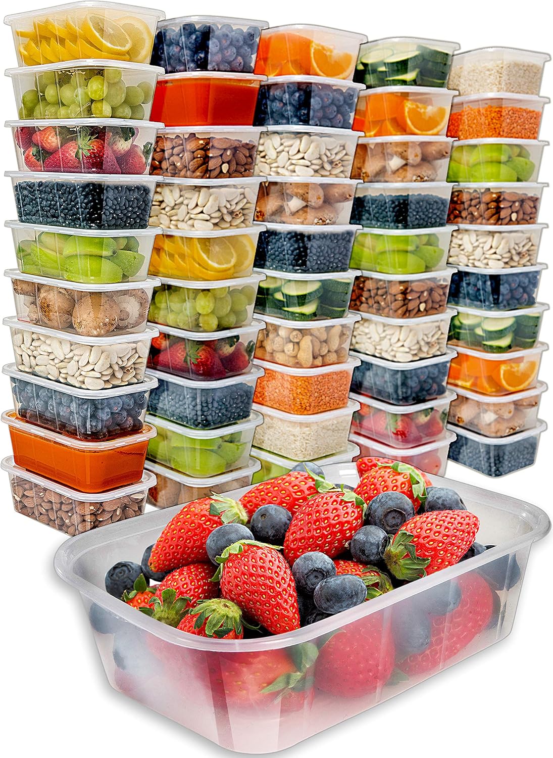 | Food Storage Containers with Lids (50 Pack, 25 Ounce) - Food Containers Meal Prep Plastic Containers with Lids Food Prep Containers Deli Containers with Lids Freezer Containers by Prep Naturals: Soup Bowls