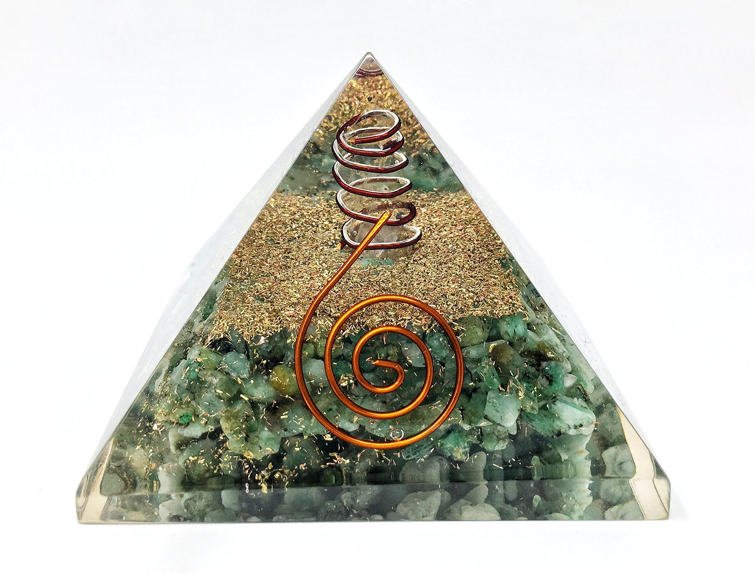 Large Green Aventurine Crystal Healing Orgone Pyramid, New Age Reiki Energy Tool
