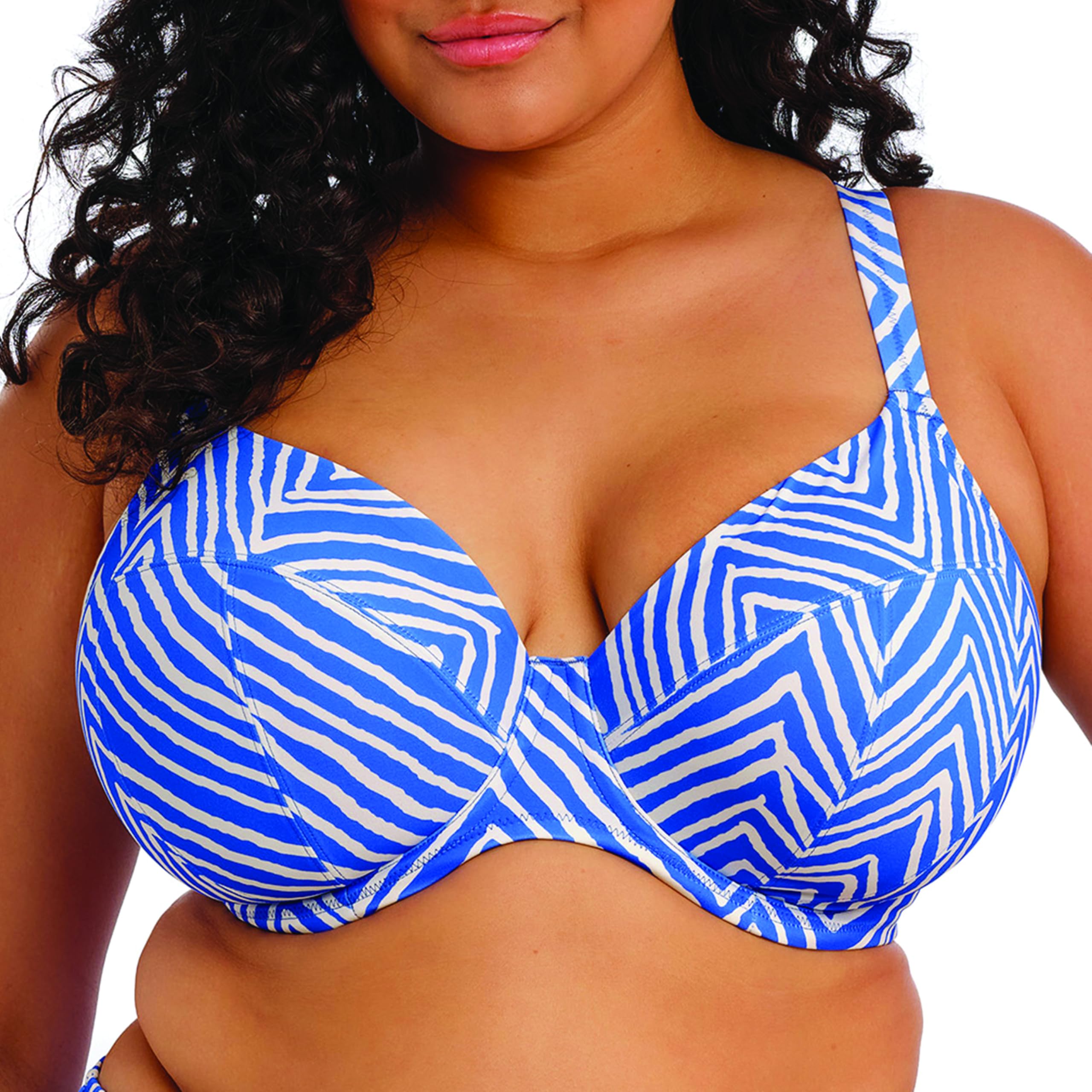 Elomi Swim Women’s Fiji Falls Underwire Plunge Bikini Top, Ocean, 40JJ