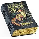 Fox Leather Journal Blank Spell Book of Shadows Witchcraft Supplies Wiccan Notebook Handmade Daily Notepads Grimoire Journal Vintage Journal Sketchbook Witchy Gifts Women Best Gift for Artist ,Writers, Author ,Poet Vintage Gifts For Men & Women