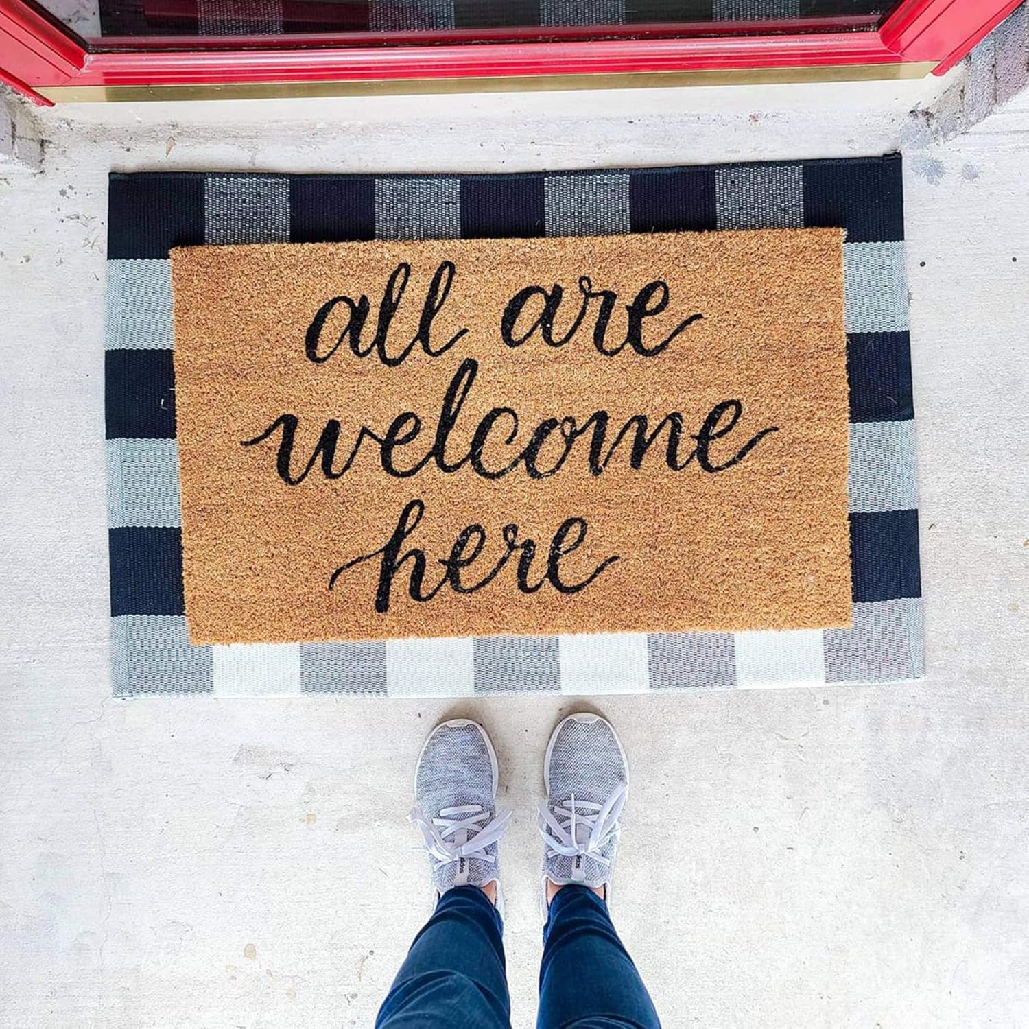 Buffalo Check Rug Black and White Plaid Rugs 23.6 x 35.4 Inch Cotton Hand-Woven Indoor or Outdoor Rugs for Layered Door Mats Washable Carpet for Front Porch/Kitchen/Farmhouse/Entryway: Kitchen & Dining