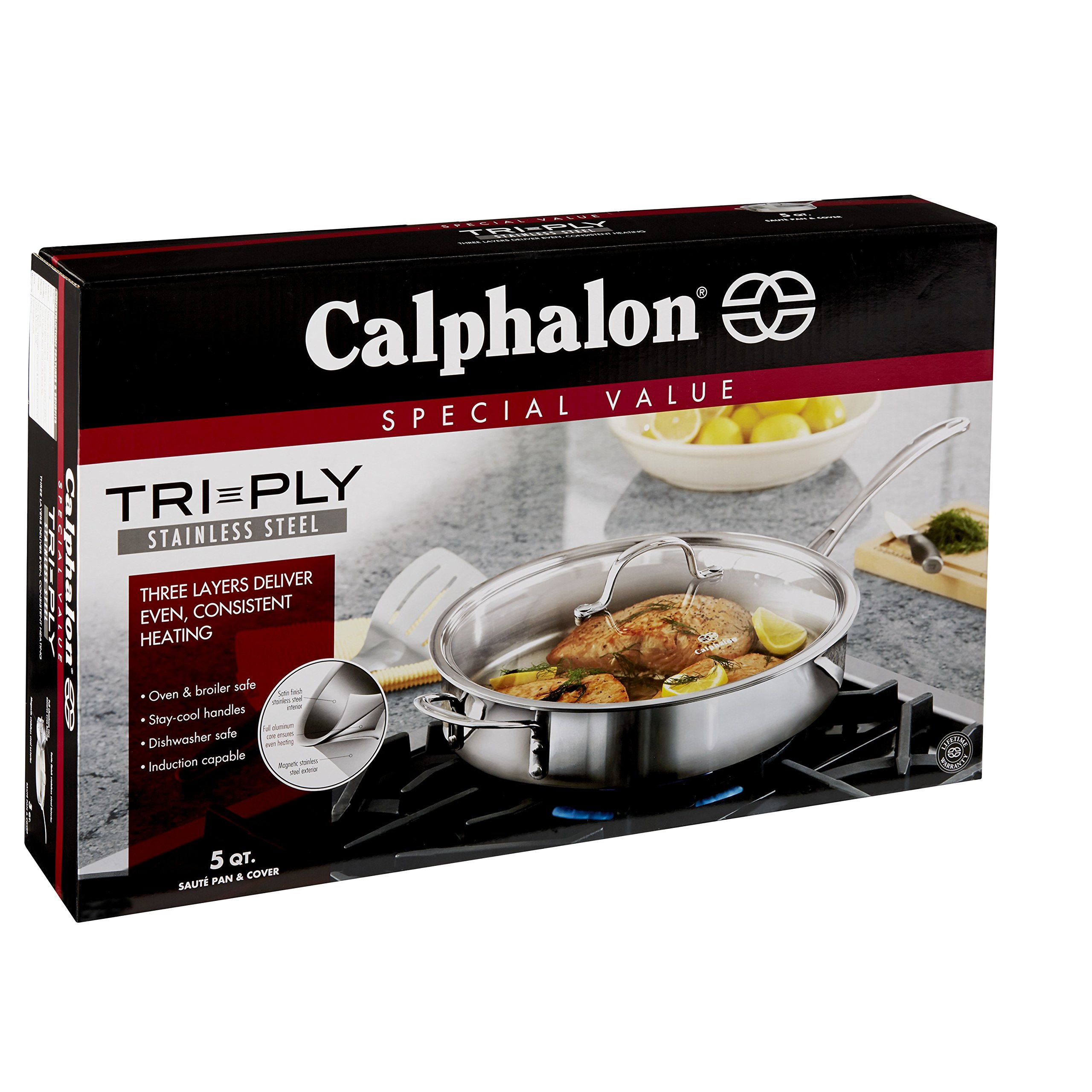 Calphalon TriPly Stainless Steel 5Quart Saute Pan with Cover Buy