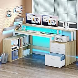 YITAHOME L Shaped Desk with 3 Drawers, 65" Corner