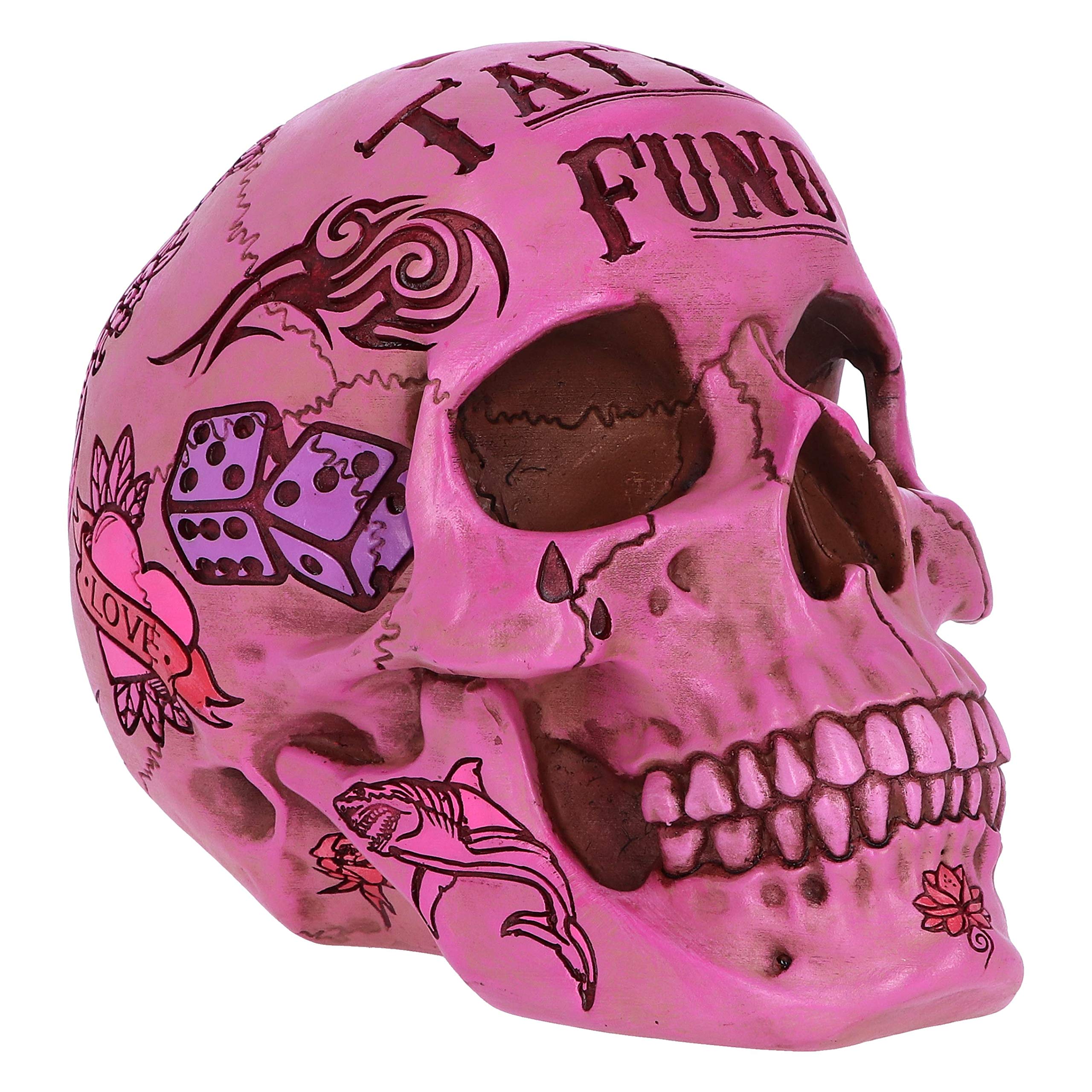 Pink Traditional Tribal Tattoo Fund Skull Money Box