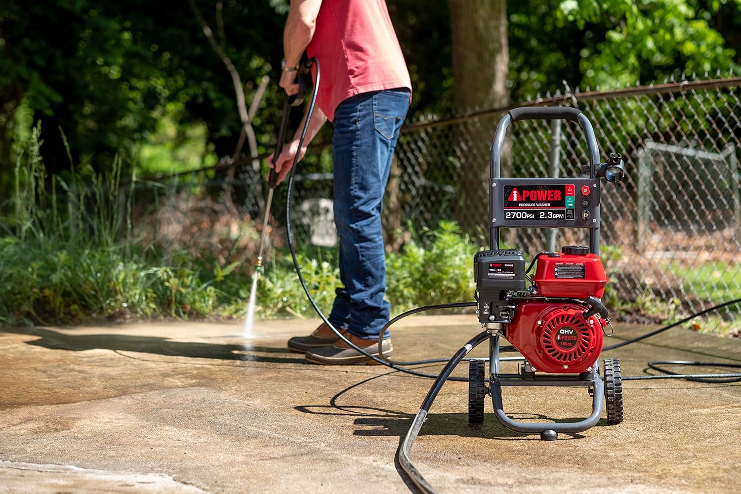 A-iPower APW2700C Gas Powered Pressure Washer 2700 PSI and 2.3 GPM 7HP with 3 Nozzle Attachments, CARB Compliant, Red : Garden & Outdoor