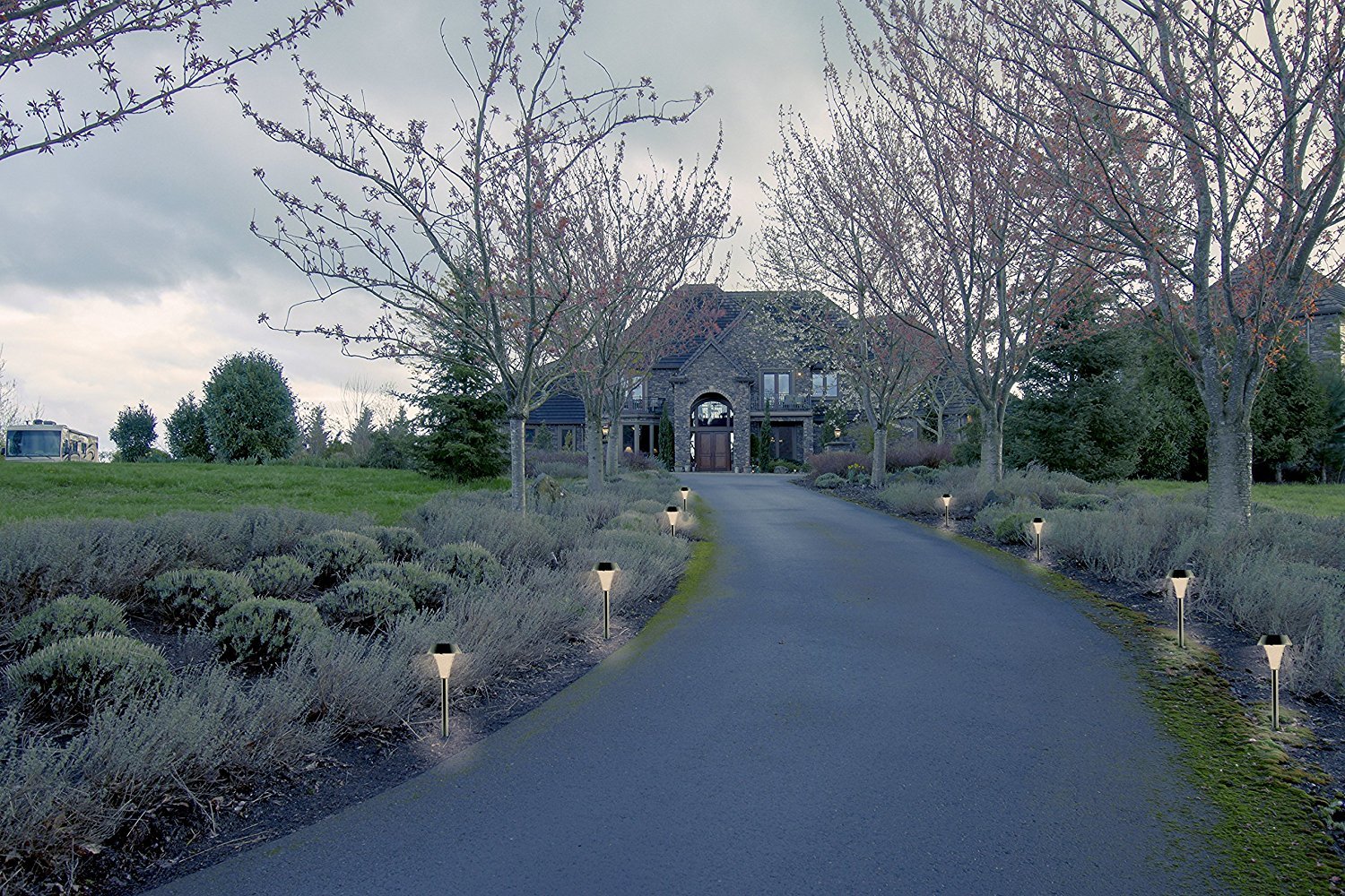 Solar Pathways Lights Makes Garden Path & Flower Beds Look Great; Drunze 4PCS Stainless Steel Patio Lighting, Easy NO-WIRE Installation;Any-Weather/Water-Resistant