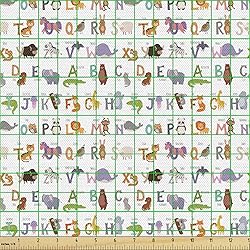 Ambesonne Alphabet Fabric by The Yard, Pattern of