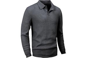 Zaitun Mens Knit Polo Sweater Long Sleeve Lightweight Collared Pullover Casual Sweaters Khaki