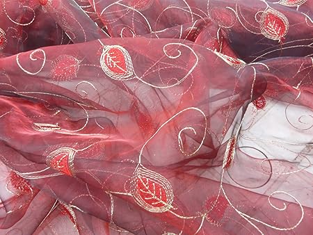 Fabrics Online Uk Wine Red Embroidered Flowers Pacific Leafs Lace