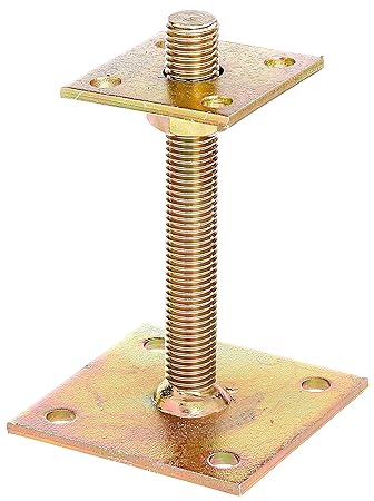 GAH-Alberts 218102 Pfostenträger, zum Aufschrauben - galvanisch gelb verzinkt, höhenverstellbar 30 - 150 mm, 70 x 70 mm