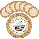 Boho Placemats Set of 8,Round Woven Place mats Natural Braided Table Mats for Dining Table Decor, Boho and Farmhouse Style Ki