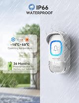 TECKNET Mini Wireless Doorbell RGB Light IP66 400M 60 Melodies 5 Level Volume view 3
