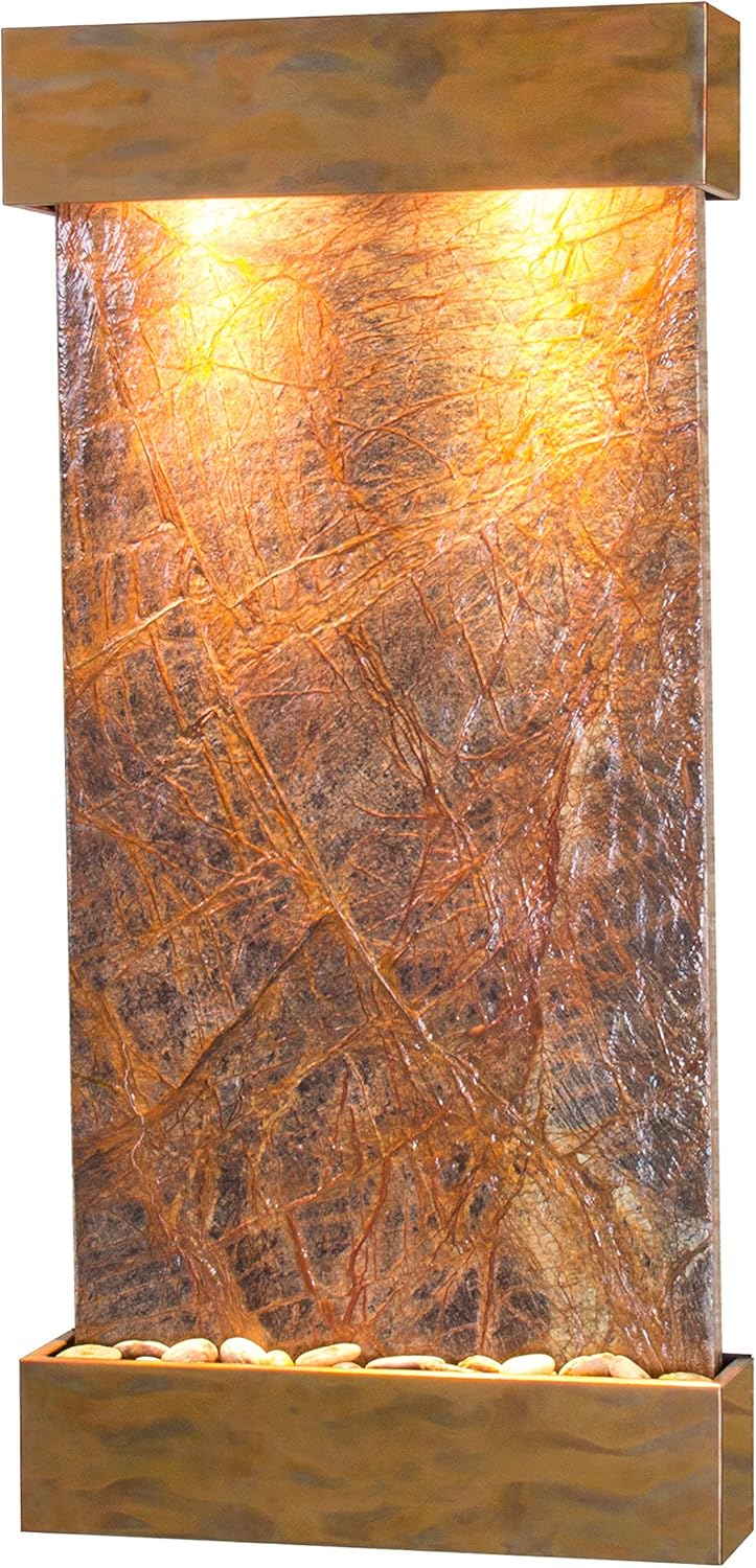 Whispering Creek Water Feature with Rustic Copper Trim and Square Edges (Brown Marble): Home & Kitchen