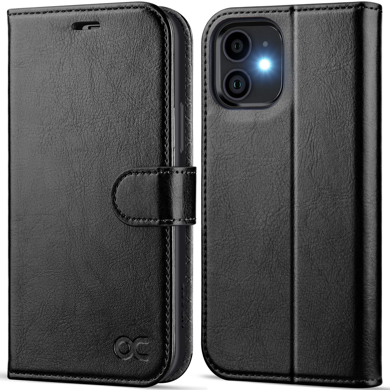 OCASE iPhone 12 Case, iPhone 12 Pro Case PU Leather iPhone 12/12 Pro 5G Wallet Flip Phone Cover with[TPU Inner Shell][RFID Blocking][Card Holder] Compatible For the 6.1 Inch iPhone 12/12 Pro-Black