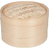 Trademark Innovations 3 Piece Bamboo Steamer, Standard, Tan