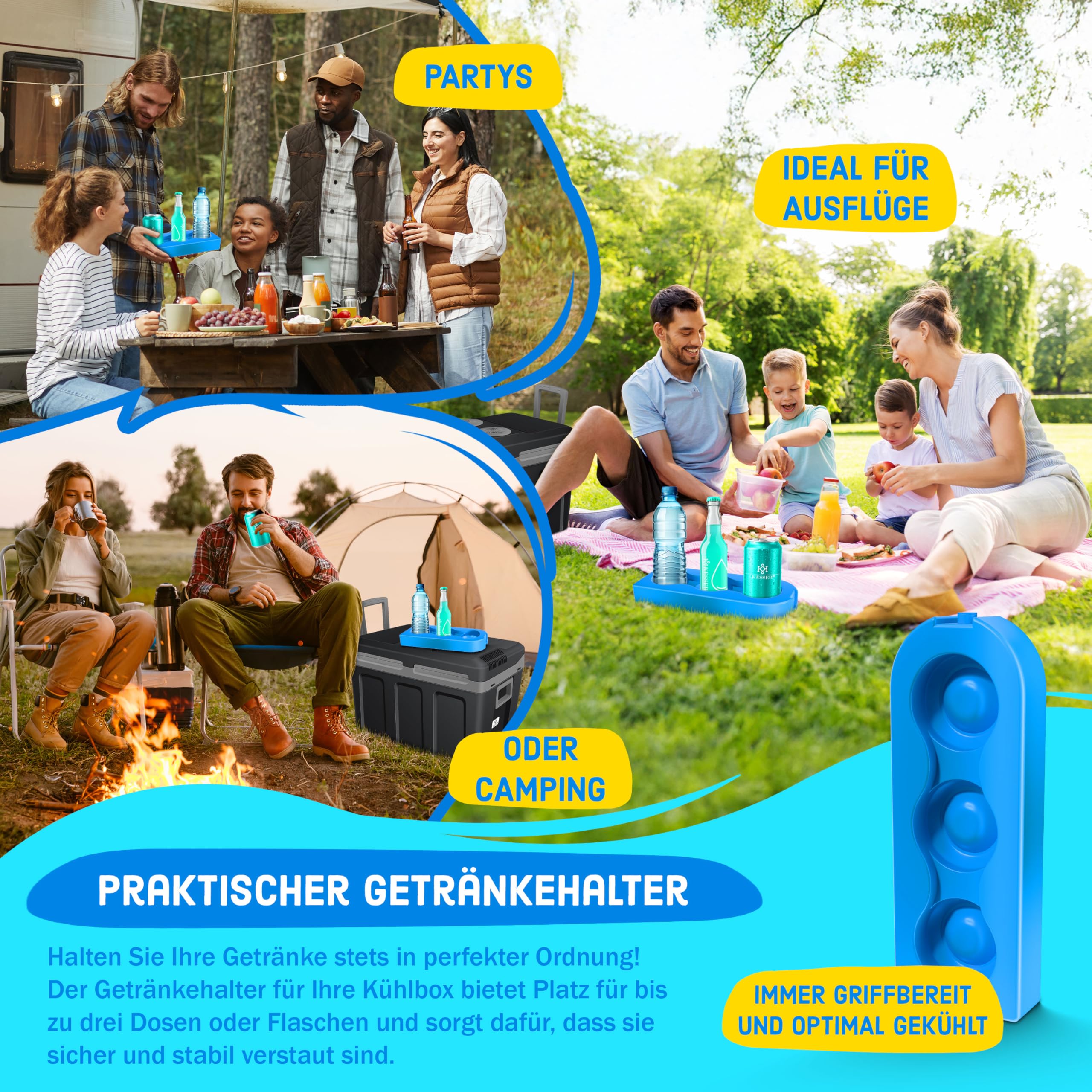 KESSER® Kühlbox 40L mit Rollen | Thermo-Elektrische Kühlbox | KÜHLT und WÄRMT | 12 & 230V | Thermobox für Auto, Boot & Camping | Mini-Kühlschrank mit ECO & MAX Modus | inkl. Kühlakku & Getränkehalter 8