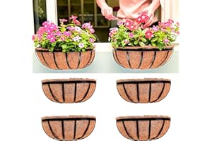 LÁLÁGREEN LaLaGreen Wall Planters for Outdoor Plant (16 Inch, 4 Pack) Deck Railing Planter Boxes for Outside Plants Window Flower Box with Coco Liners Metal Horse Troughs Fence Garden Herb Patio Porch over Rail