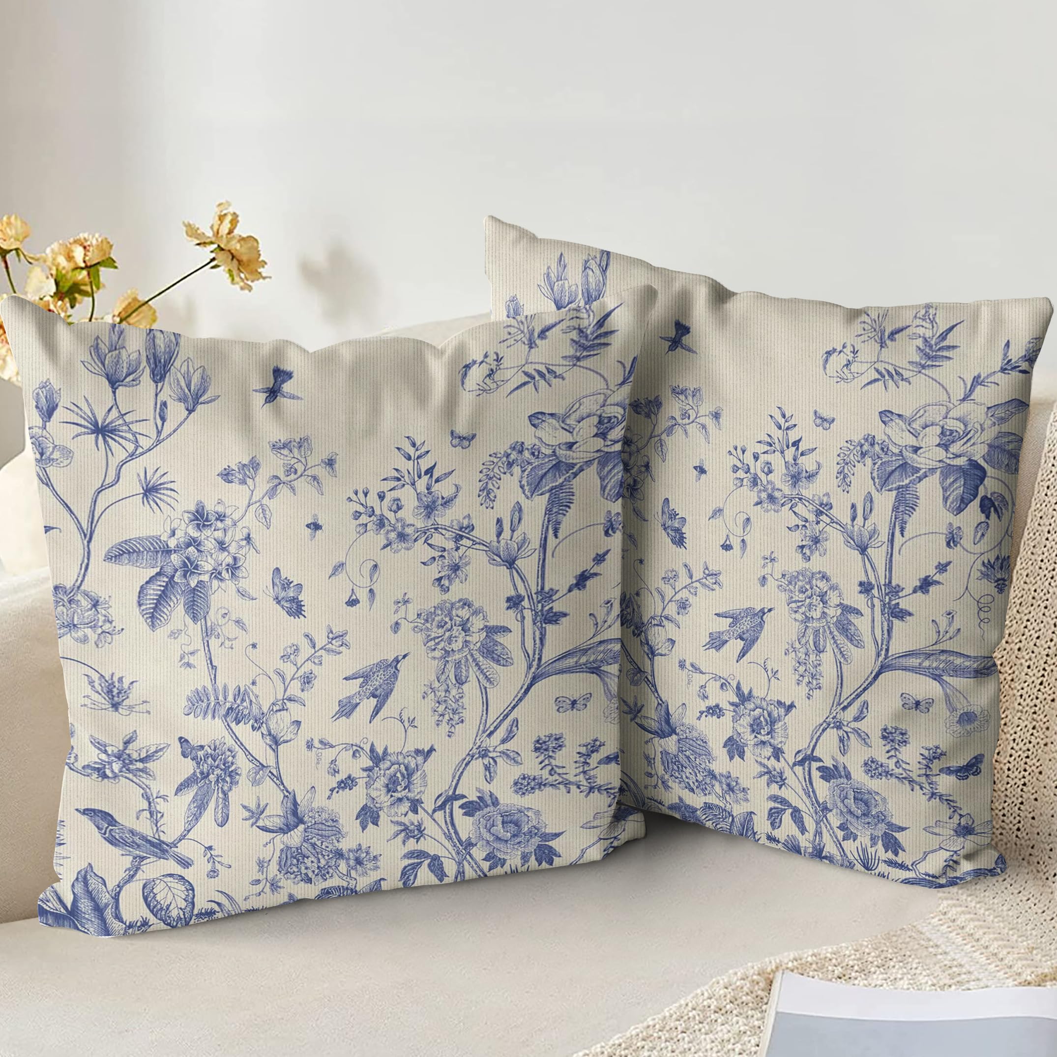 XPHZZL Cushion Covers Set of 2 Pack 55 x 55 cm - Soft Double Sided Garden leaves Decorative Pillow Covers for Sofa Bed Garden Outdoor Spring Decor with Invisible Zipper 22 x 22 Inch