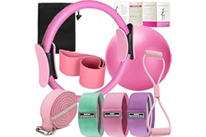 Oylyoyea Pilates Set – Home Pilates Equipment for Women Kit with Magic Circle Pilates Ring and Ball Set, Resistance Bands & Massage Balls & Exercise Bands for Toning，Flexibility & Core Strength