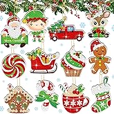 12 Pieces Christmas Diamond Painting Keychain 5D DIY Diamond Painting Kit Christmas Hanging Diamond Art Kits Diamond Art Christmas Ornaments for Kids Christmas Crafts Family Decor