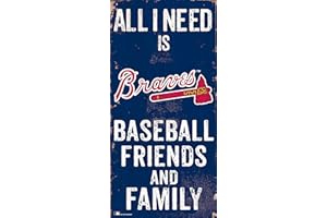 LA AUTO GEAR Braves 6" x 12" All I Need is Baseball, Friends, and Family Wood Sign